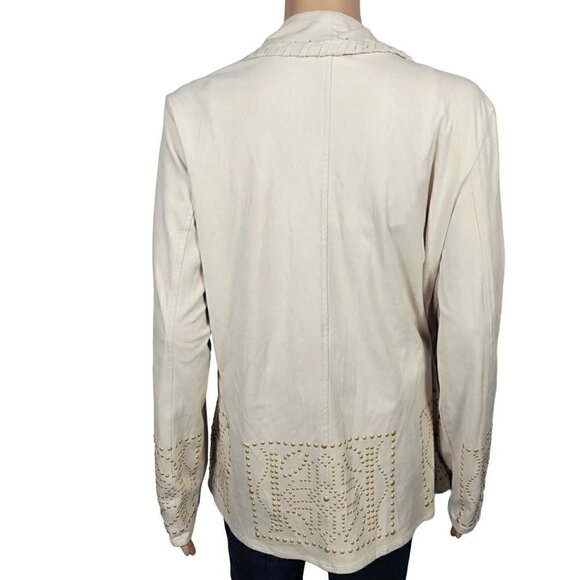 Coldwater Creek Women's Cream Faux Suede Western/Boho Open Jacket Size M - Picture 8 of 13